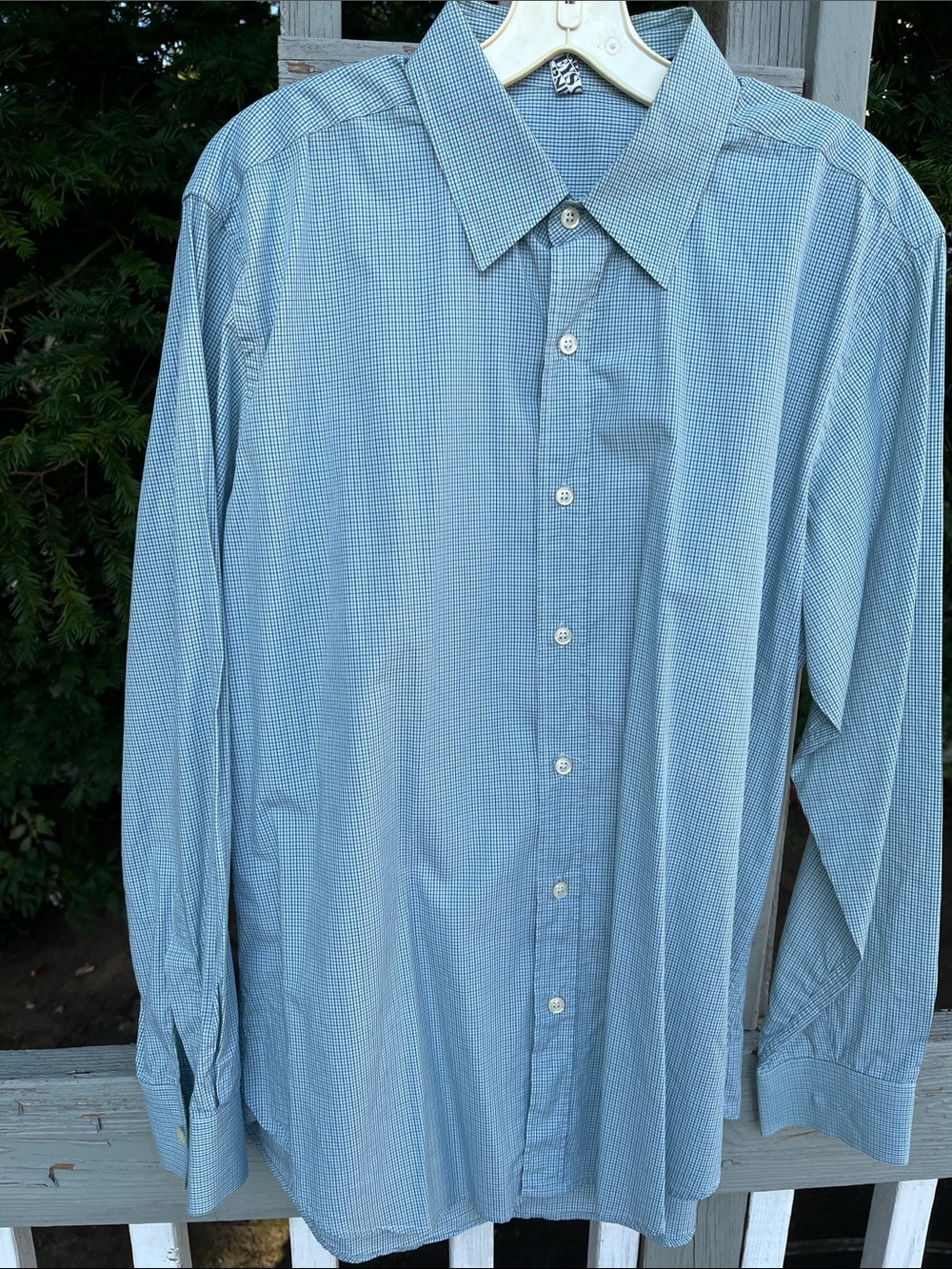Barney’s New York Co-Op Men’s Shirt Mini Blue Check L